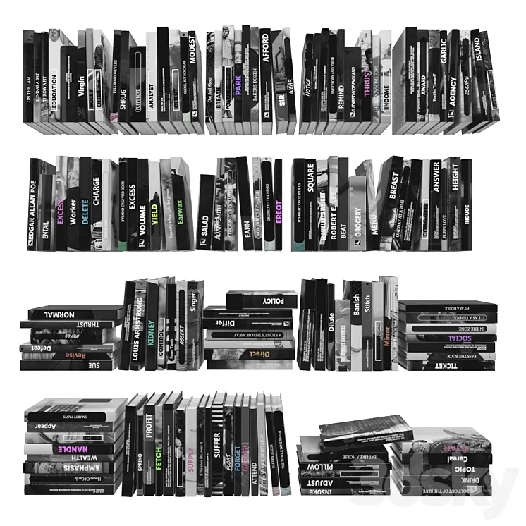 Books (150 pieces) 3-6-2 3D Model