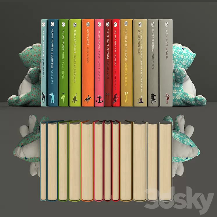Books and hares 3D Model