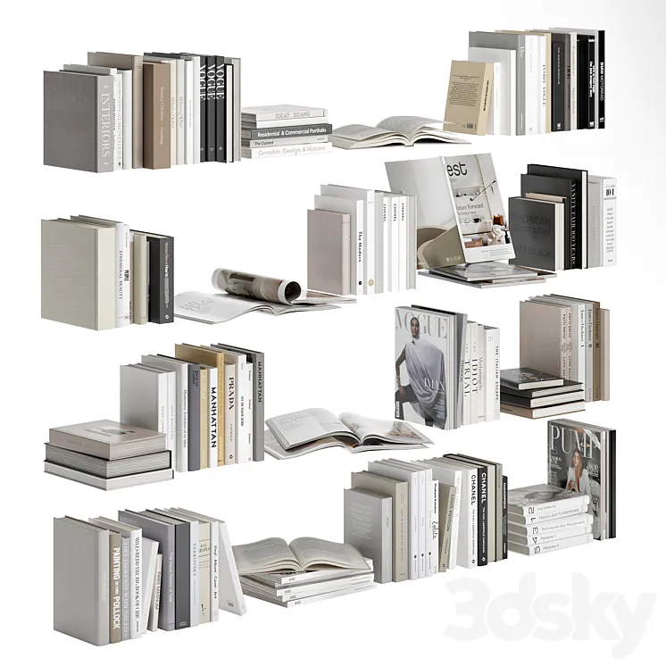 Books and magazines set 01 3D Model Free