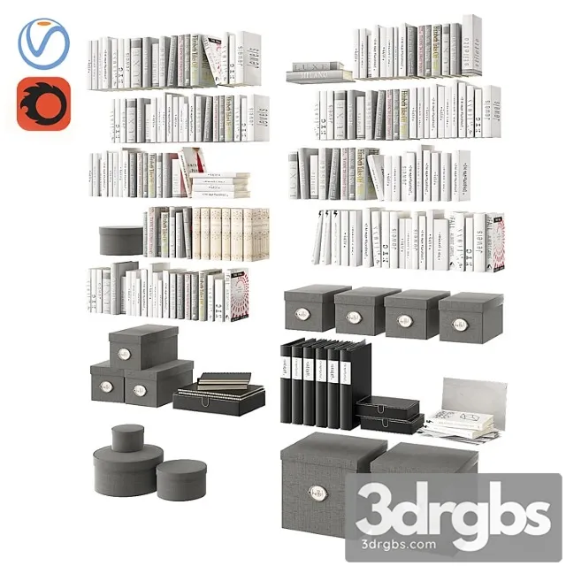 Books Set 3 3D Model Free