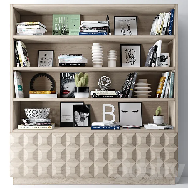 Bookshelf + decoration 3D Model