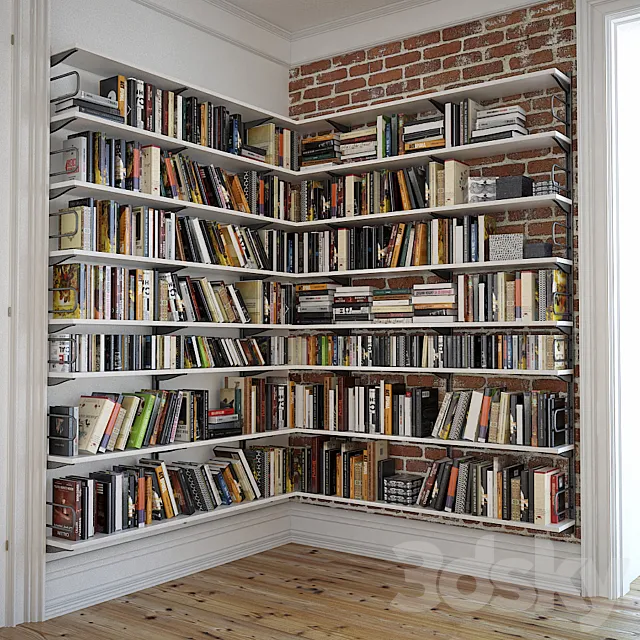 Bookshelves with decor 3D Model