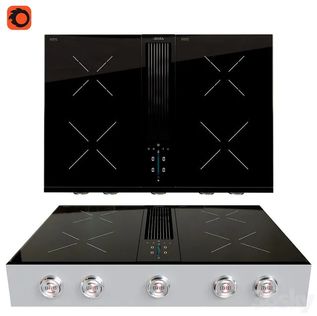BORA Pro cooktop with integrated cooker hood 3D Model