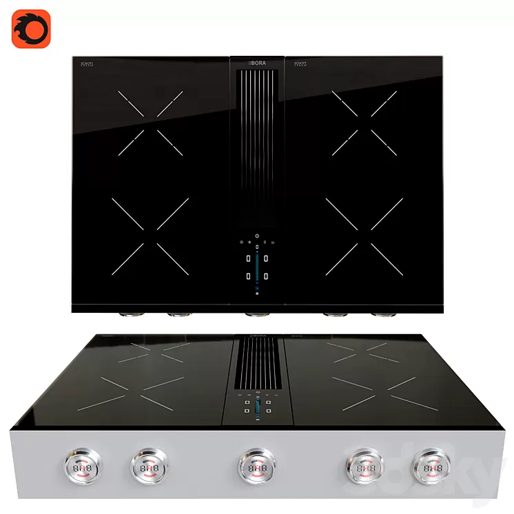 BORA Pro cooktop with integrated cooker hood 3D Model Free