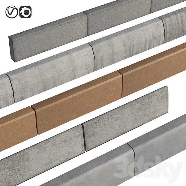 Border profile set (curb) 3D Model