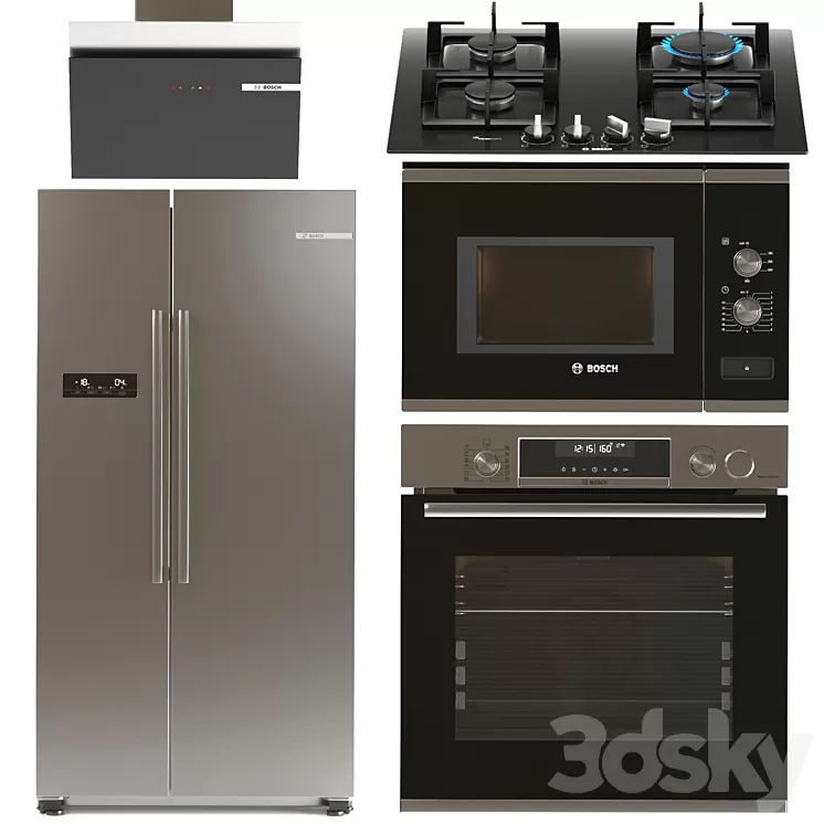 BOSCH 4 kitchen appliances set 3D Model Free