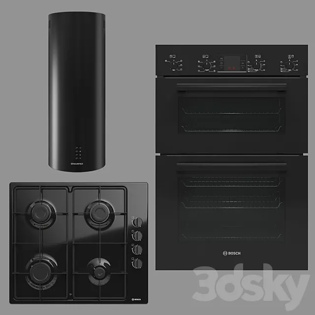 BOSCH and MAUNFELD home appliances collection (black) 3DModel