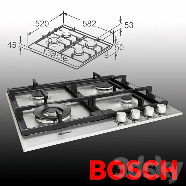Bosch Gas Hob 3D Model