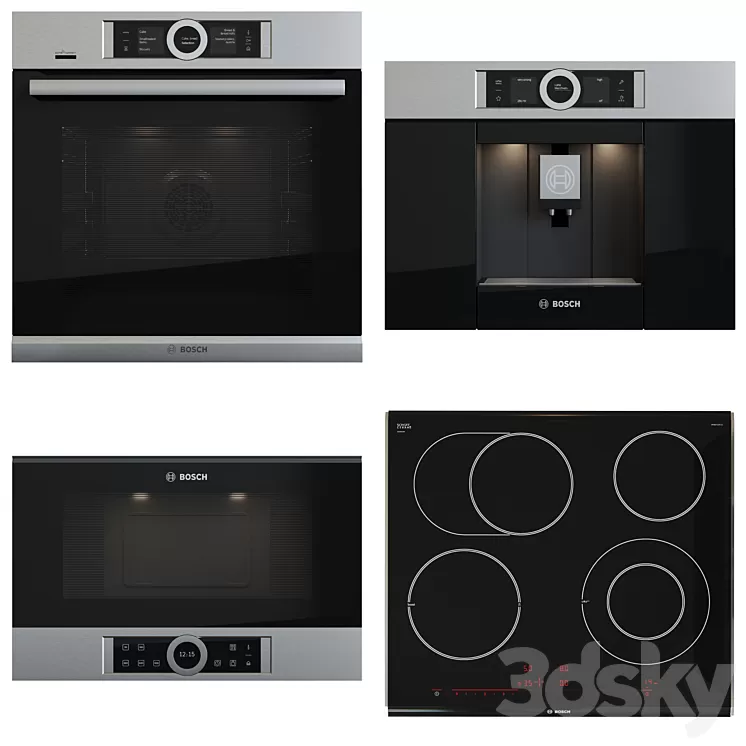 Bosch set - PKN675DK1D CTL636ES1 BFL634GS1 HSG636XS6 3D Model