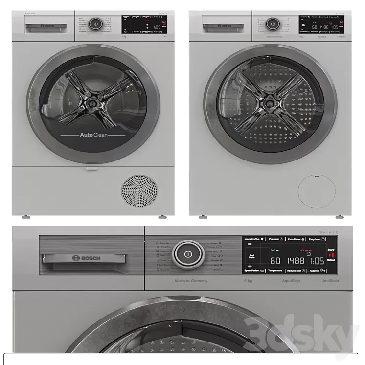 Bosch washing machine & Dryer 3D Model