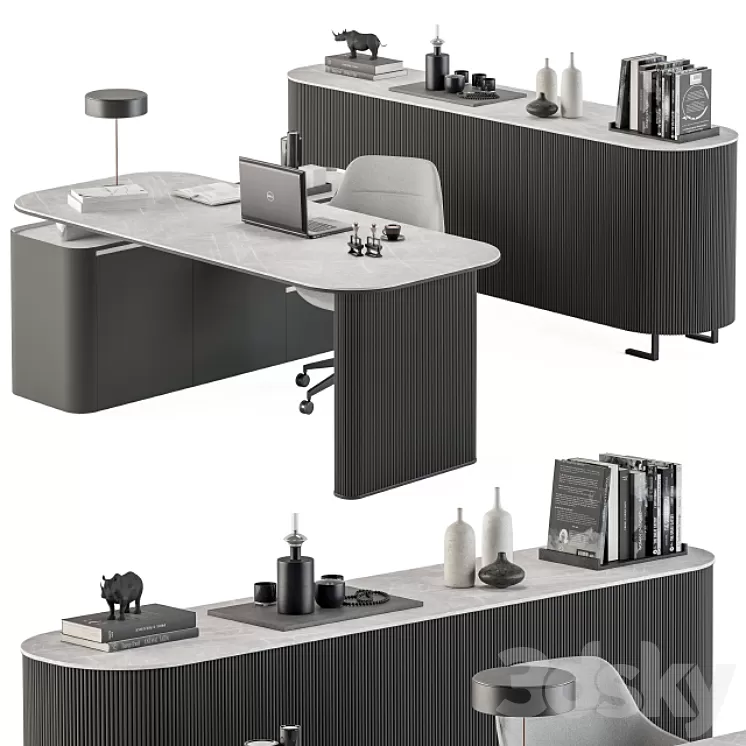 Boss Desk Black and Gray - Office Furniture 236 3D Model