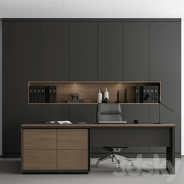 Boss Desk Set - Office Furniture 354 3D Model
