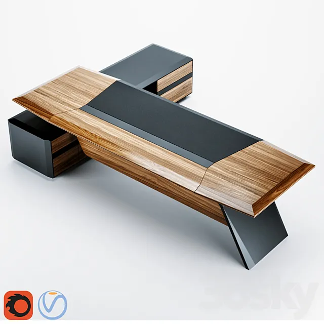 Boss's Cabin Aulenti Executive Desk 3D Model