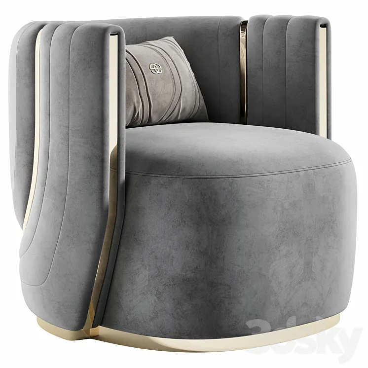 Botega Silver Armchair by Elvemobilya 3D Model Free