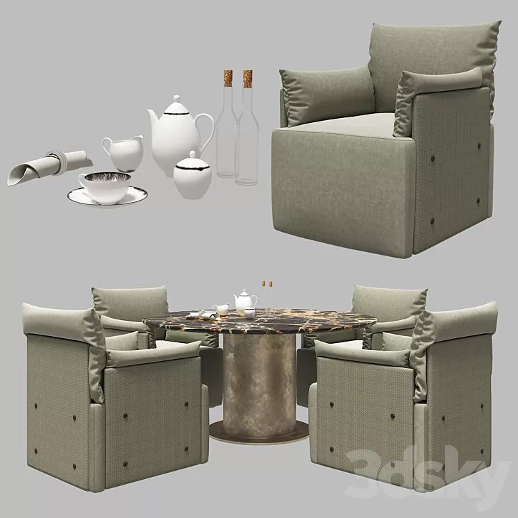 bottega veneta tassello chair set 3D Model