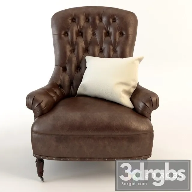 Bottery Barn Tufted Leather Chair 3D Model Free