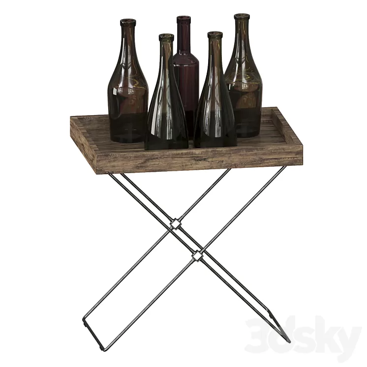 Bottle set with table 3D Model