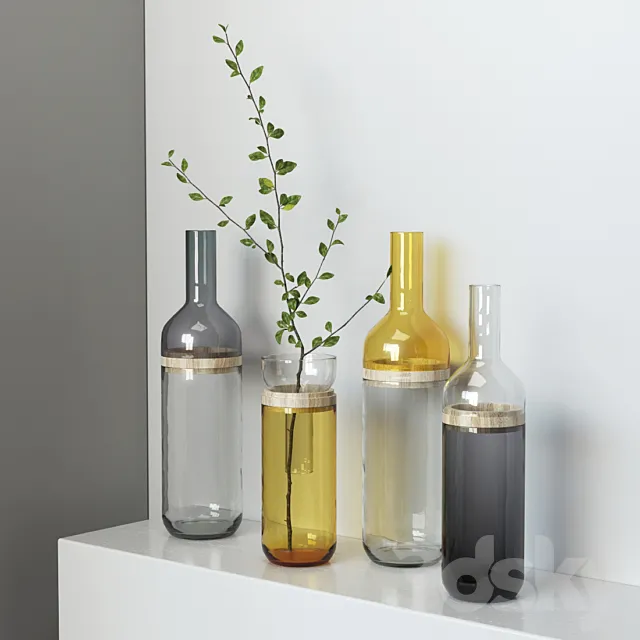 Bottle Vase Duo set dekotivnyh vases 3D Model