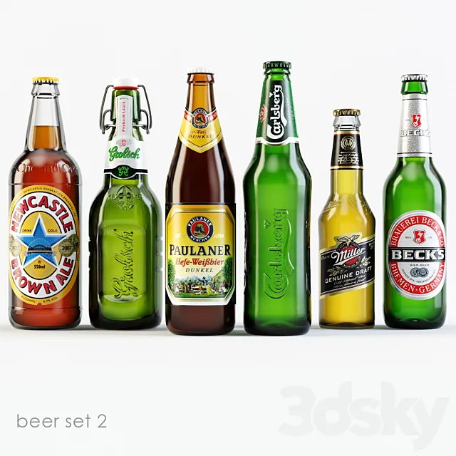 Bottles of beer 2 3D Model