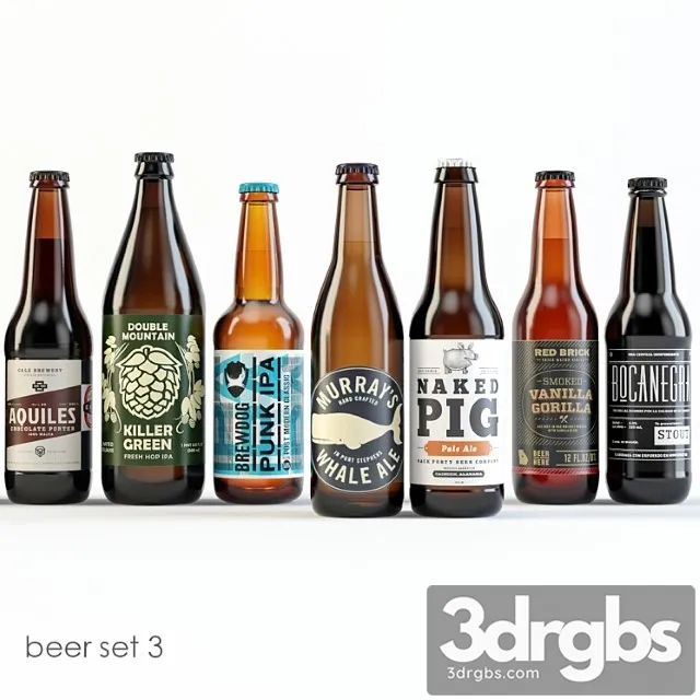 Bottles of beer 3 3D Model Free
