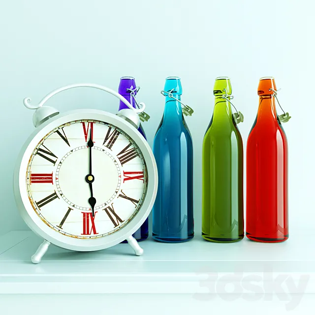 Bottles & Watches 3D Model