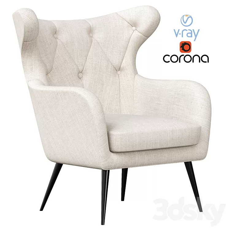 Bouck Wingback Chair 3D Model Free