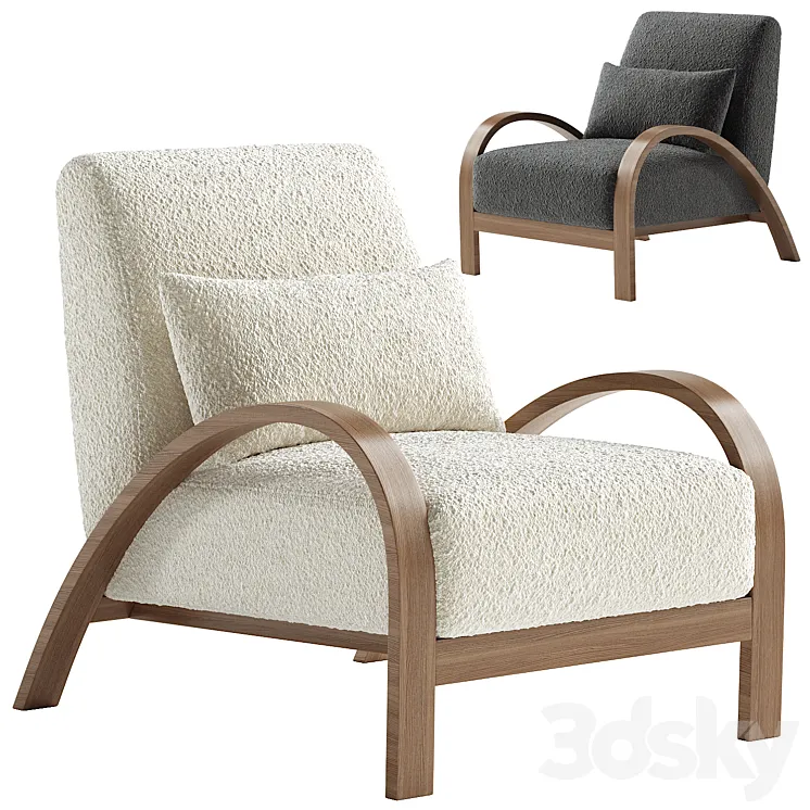 Boucle Bentwood Armchair 3D Model Free