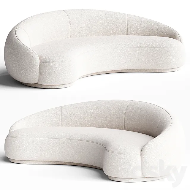 Boucle Curved Sofa 3D Model
