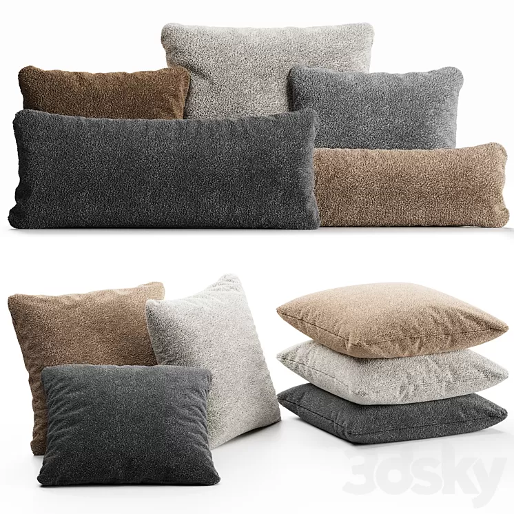 Boucle pillow set 3D Model Free