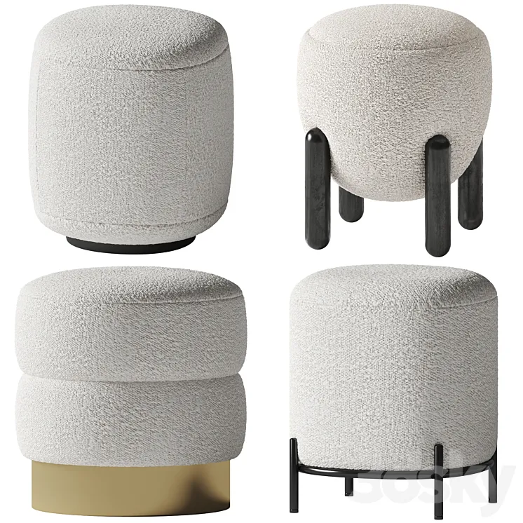 Boucle poufs set 3D Model Free
