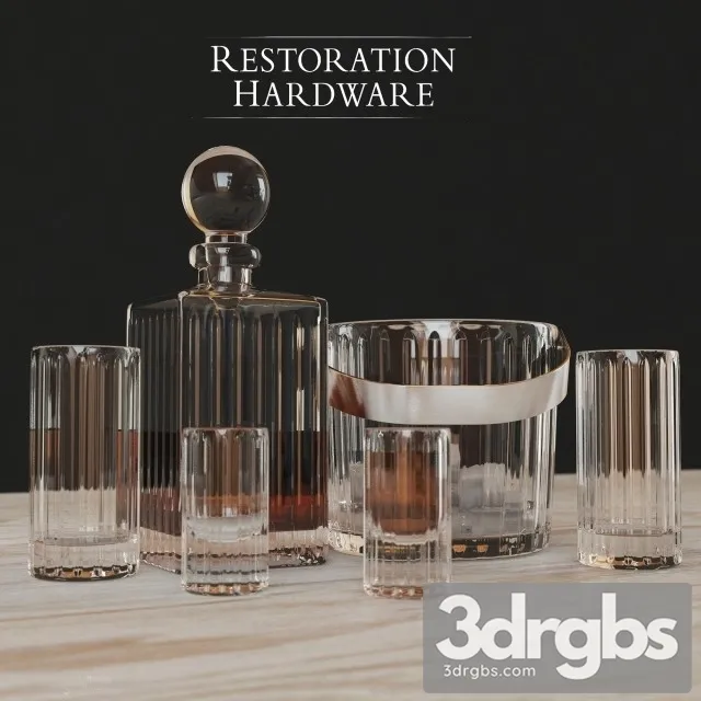 Boulevard Cut Crystal Barware Set 3D Model Free