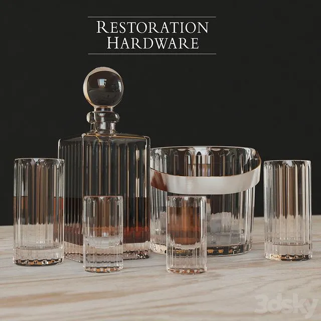 BOULEVARD CUT CRYSTAL BARWARE SET 3D Model