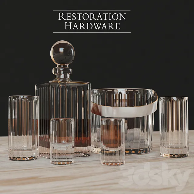 BOULEVARD CUT CRYSTAL BARWARE SET 3D Model