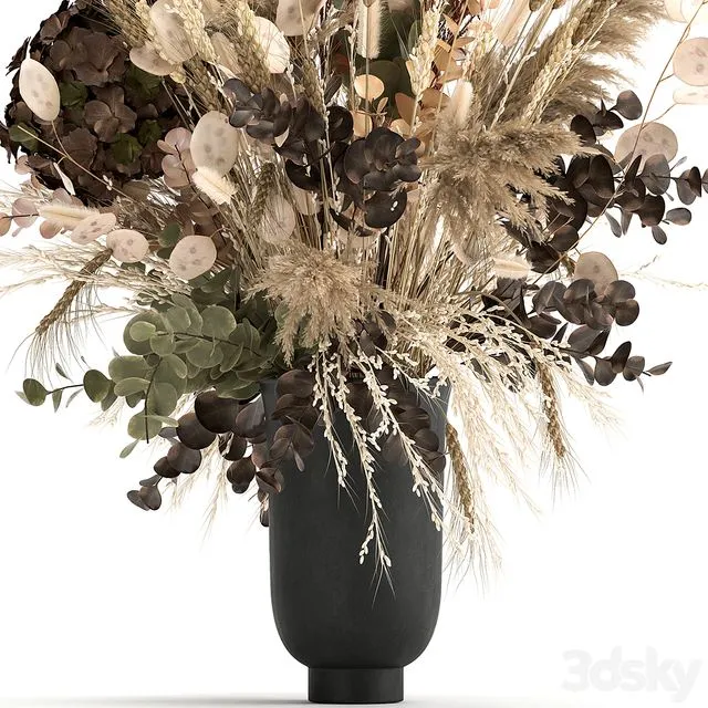 Bouquet 173. Pampas grass vase dried flower 3D Model