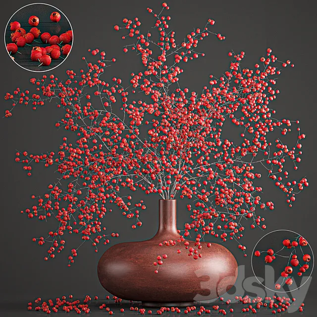 Bouquet 97. Branches. berries. Branches. berries. vase. natural decor. red 3DModel