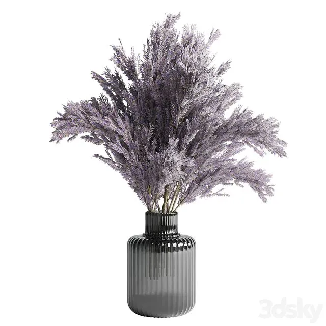 Bouquet dry lavender vase glass 3D Model
