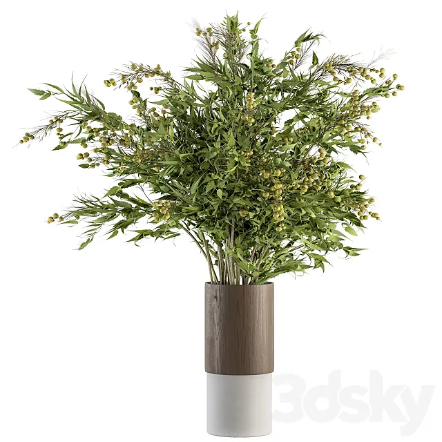Bouquet - Green Branch in vase 58 3D Model