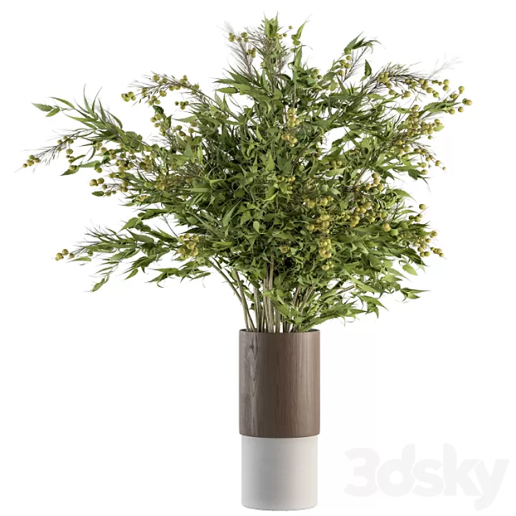 Bouquet - Green Branch in vase 58 3D Model