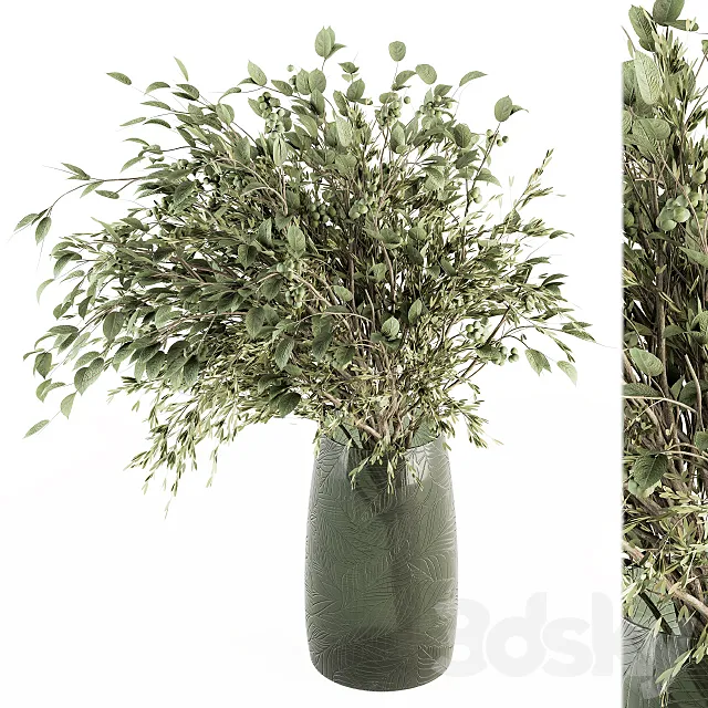 Bouquet - Green Branch in vase 59 3D Model