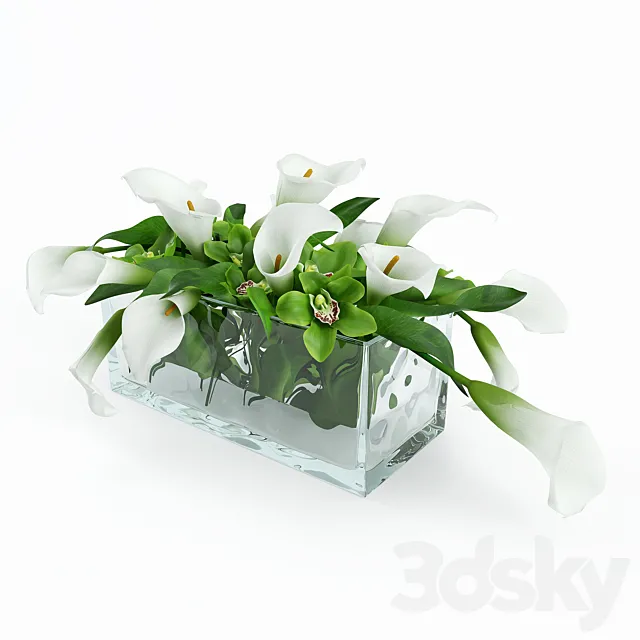 Bouquet in a glass vase 3D Model