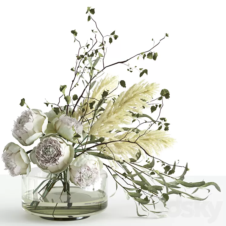 Bouquet in a glass vase 3D Model Free