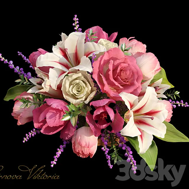 bouquet of different colors 3D Model