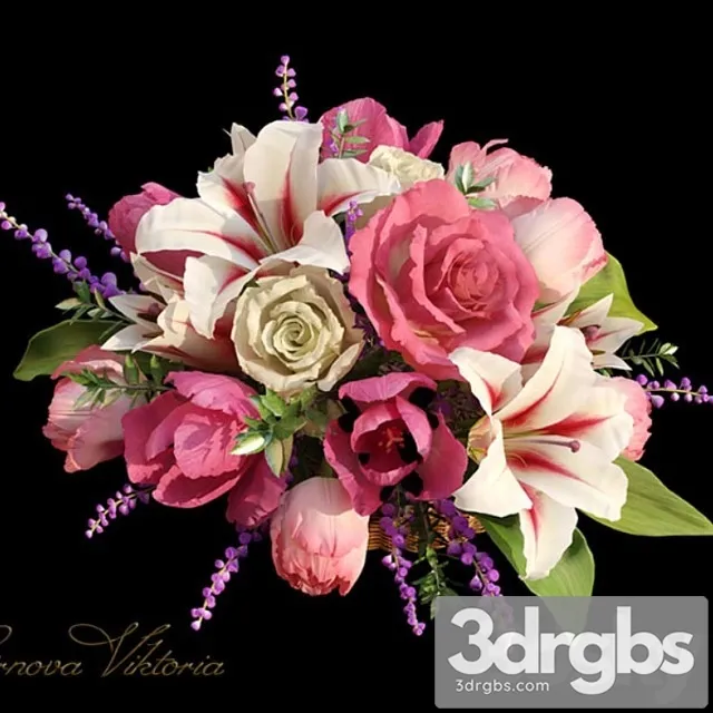 Bouquet Of Different Flowers 3D Model Free