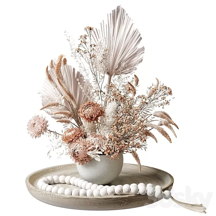 Bouquet of dried flowers with chrysanthemums 34 3D Model