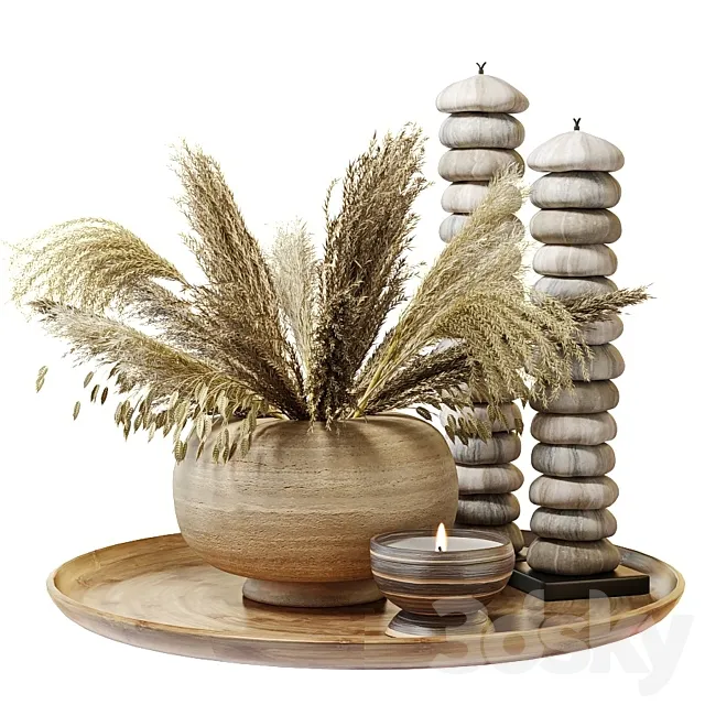 Bouquet of dry grass in a clay vase Free Download