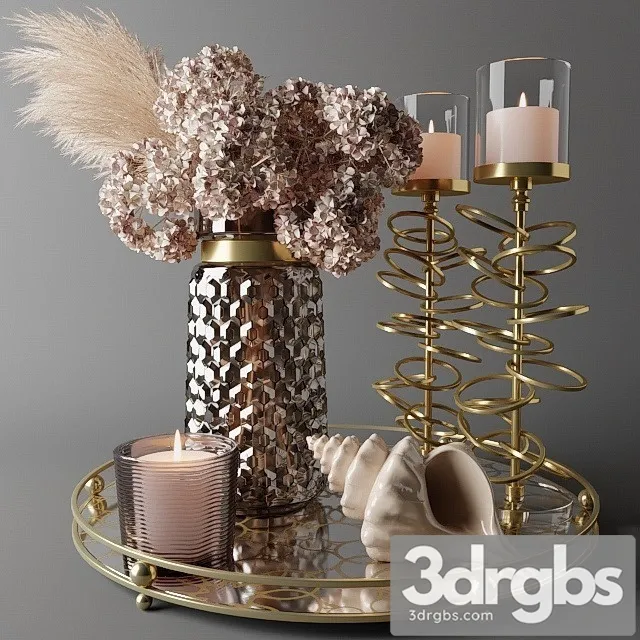 Bouquet of Dry Hydrangea and Pampas Grass With a Sinkinstagram 3D Model Free