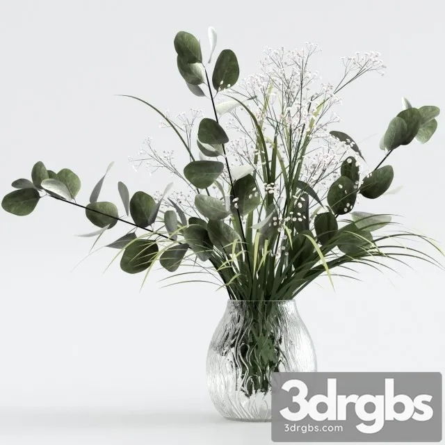 Bouquet of Eucalyptus with Grass and Flowers 3D Model Free