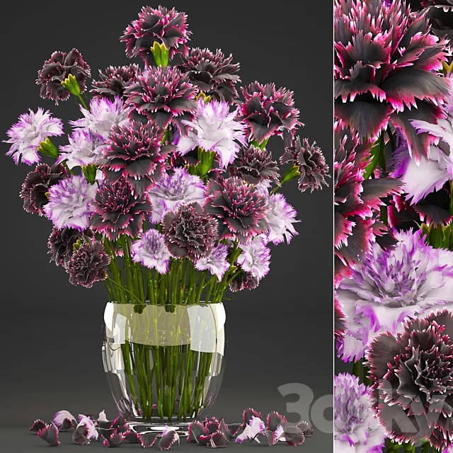 Bouquet of flowers 11. Carnation vase decor spring flowers 3D Model