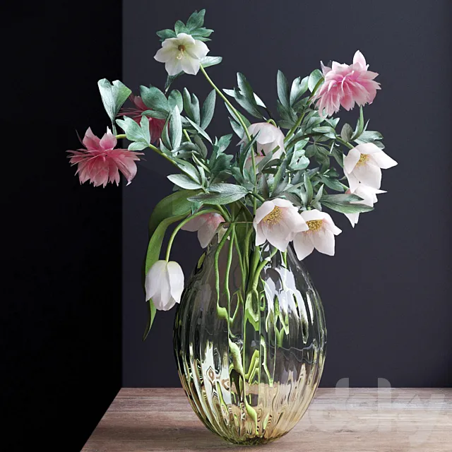 Bouquet of flowers in a vase 24 3D Model