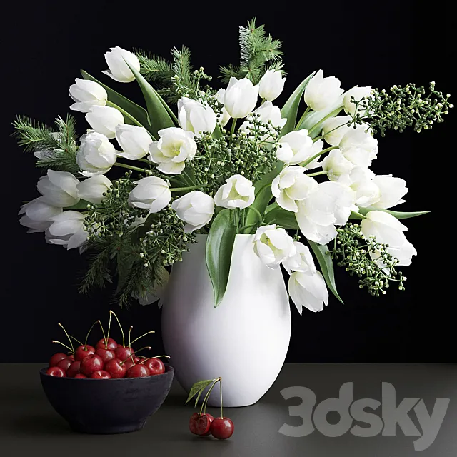 Bouquet of flowers in a vase 25 3DModel